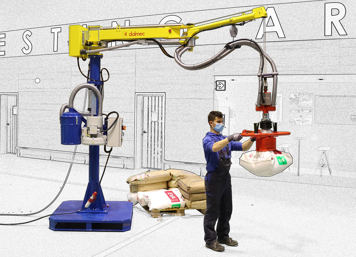 Rope Manipulator for Bags — Posifil with On-Board Vacuum Turbine